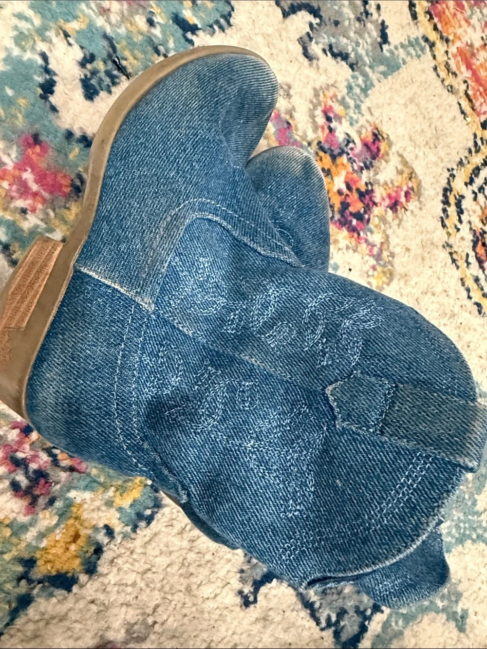 Girls denim cowgirl boots